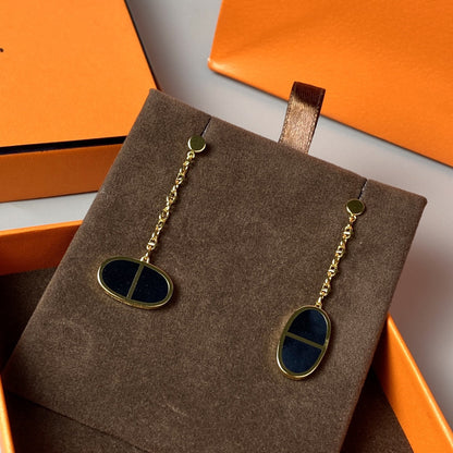 [AM]CHAINE VERSO BLACK CERAMIC EARRINGS