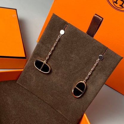 [AM]CHAINE VERSO BLACK CERAMIC EARRINGS