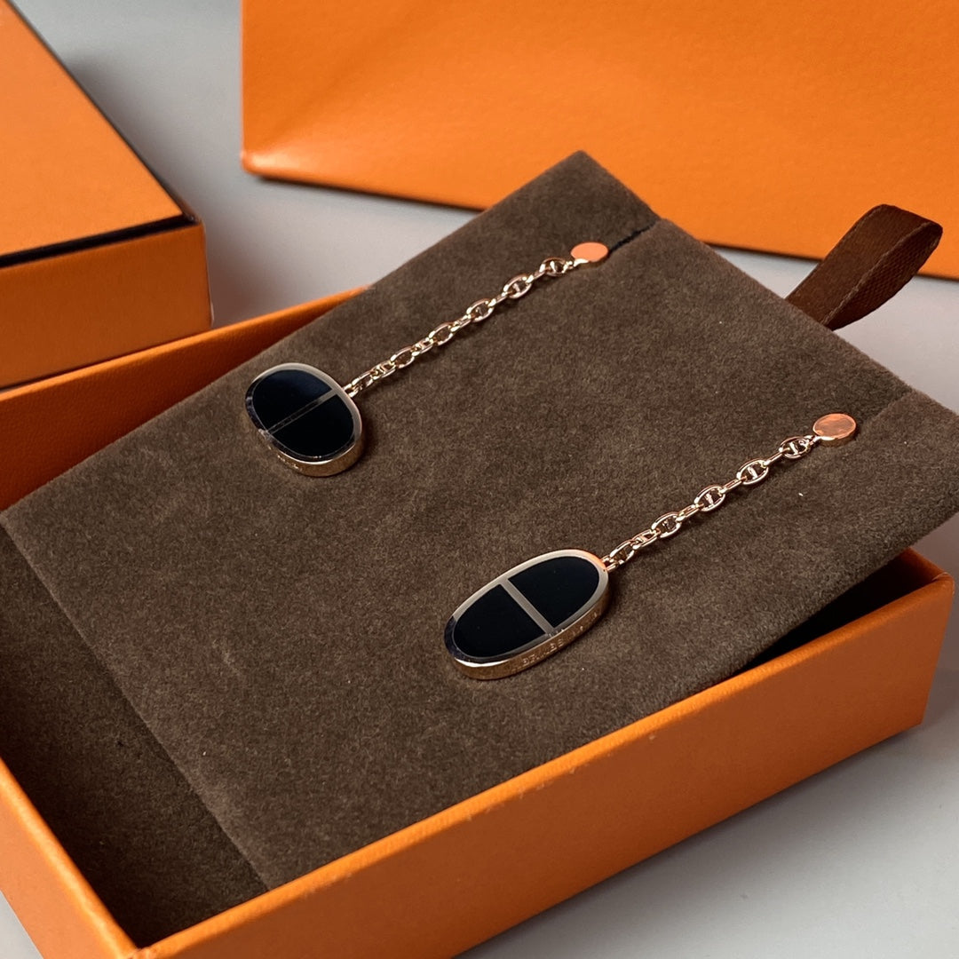 [AM]CHAINE VERSO BLACK CERAMIC EARRINGS