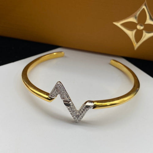 [AM]VOLTE UPSITE DOWN DIAMOND GOLD OPEN BRACELET