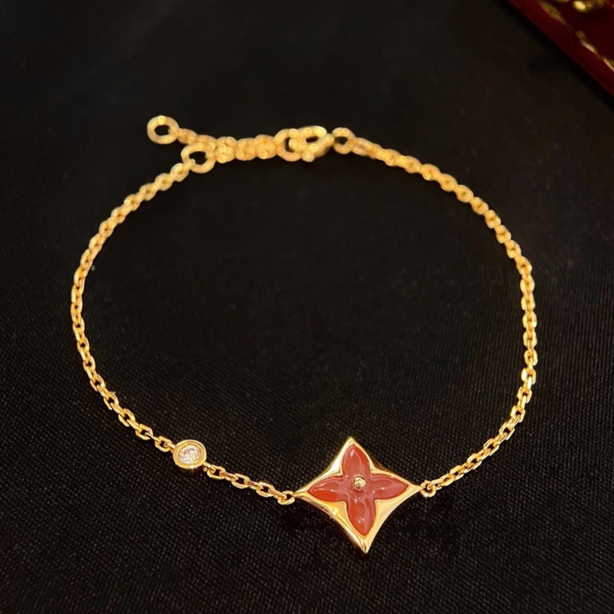 [AM]COLOR STAR CARNELIAN ROSE GOLD DIAMOND BRACELET