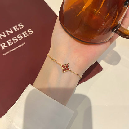 [AM]COLOR STAR CARNELIAN ROSE GOLD DIAMOND BRACELET