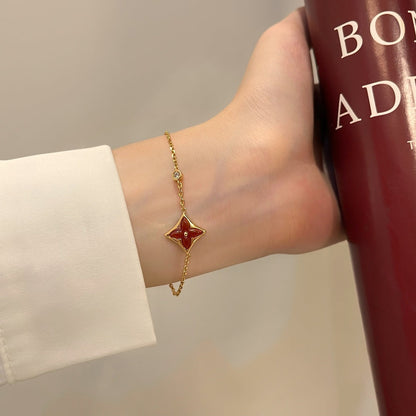 [AM]COLOR STAR CARNELIAN ROSE GOLD DIAMOND BRACELET