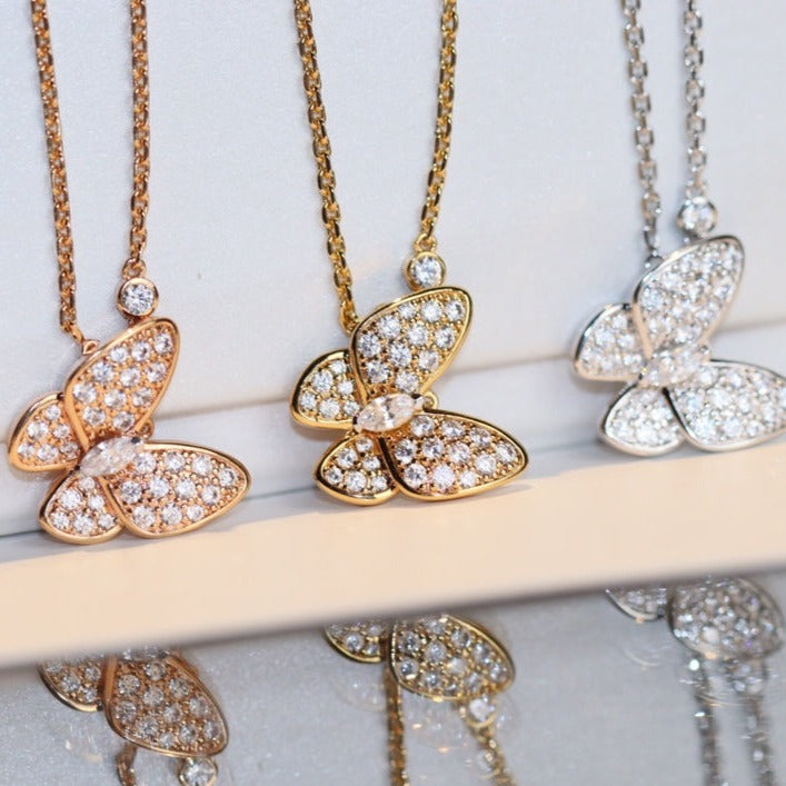 [AM]BUTTERFLY DIAMOND CHARM NECKLACE