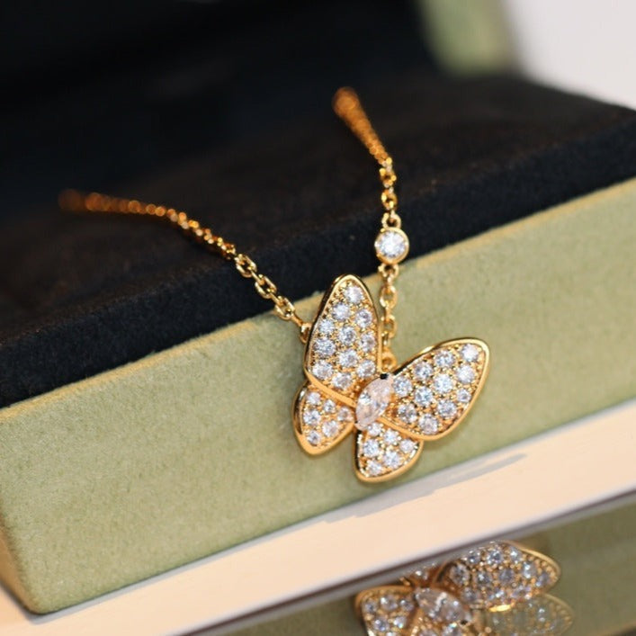 [AM]BUTTERFLY DIAMOND CHARM NECKLACE