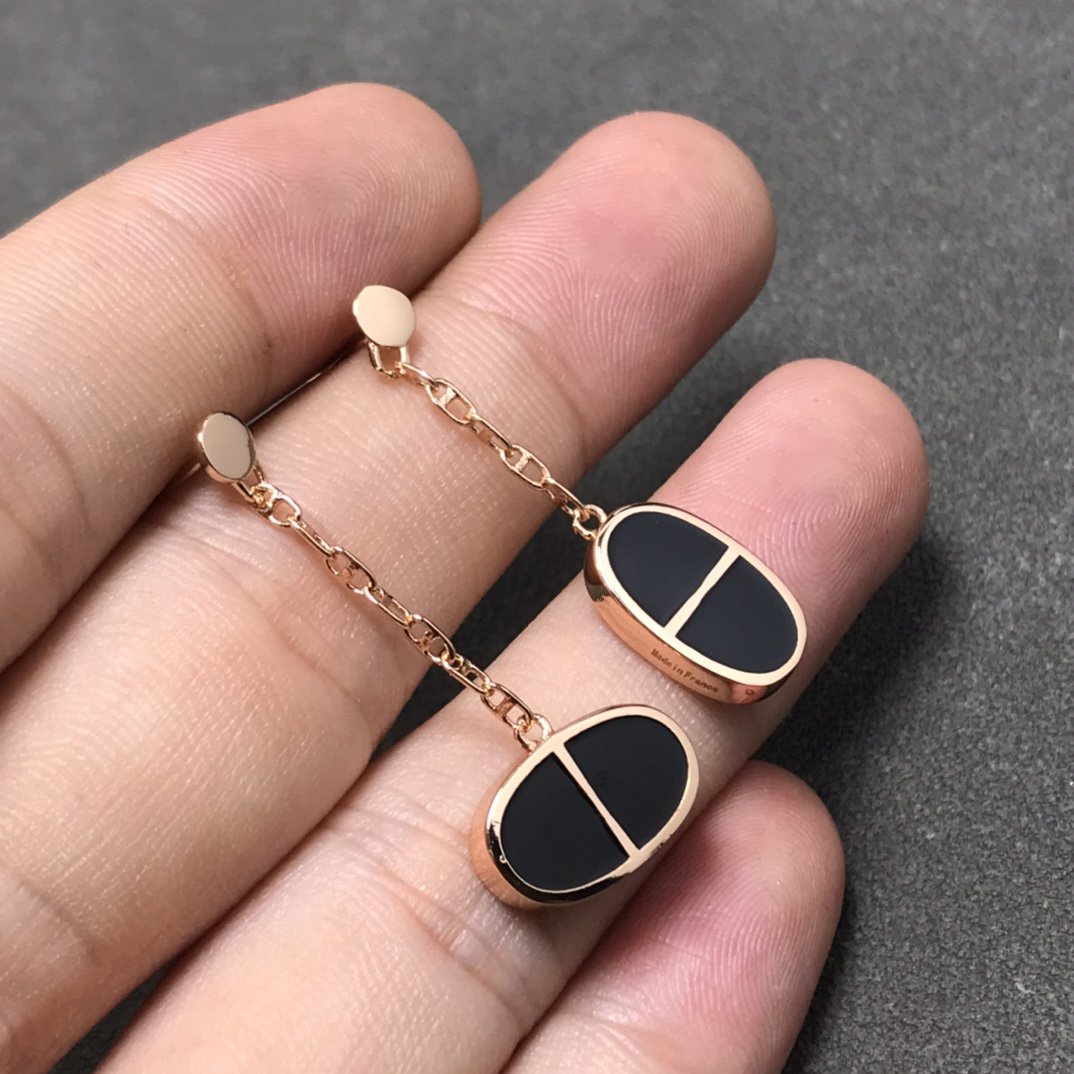 [AM]CHAINE VERSO BLACK CERAMIC SILVER EARRINGS