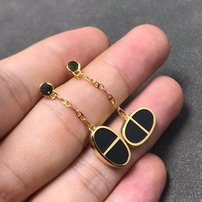 [AM]CHAINE VERSO BLACK CERAMIC SILVER EARRINGS