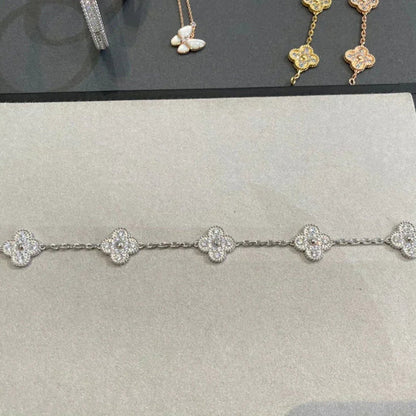 [AM]LUCKY CLOVER 5-MOTIF BRACELET - FULL-DIAMOND