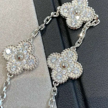 [AM]LUCKY CLOVER 5-MOTIF BRACELET - FULL-DIAMOND