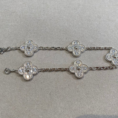 [AM]LUCKY CLOVER 5-MOTIF BRACELET - FULL-DIAMOND