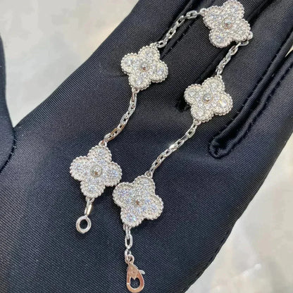[AM]LUCKY CLOVER 5-MOTIF BRACELET - FULL-DIAMOND