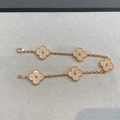 [AM]LUCKY CLOVER 5-MOTIF BRACELET - FULL-DIAMOND