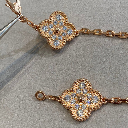 [AM]LUCKY CLOVER 5-MOTIF BRACELET - FULL-DIAMOND