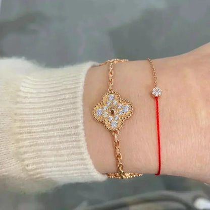 [AM]LUCKY CLOVER 5-MOTIF BRACELET - FULL-DIAMOND