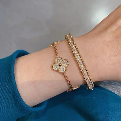 [AM]LUCKY CLOVER 5-MOTIF BRACELET - FULL-DIAMOND