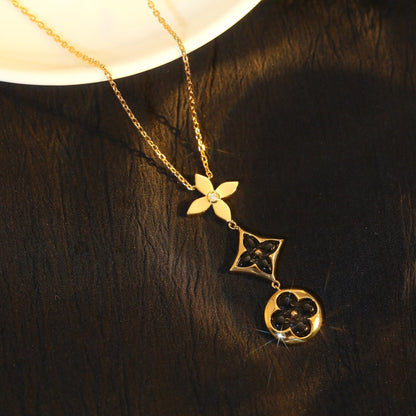 [AM]STAR AND SUN ONYX ROSE GOLD NECKLACE