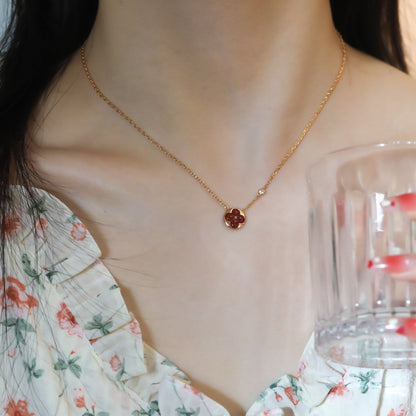 [AM]SUN PEDANT ROSE GOLD 1 DIAMOND NECKLACE