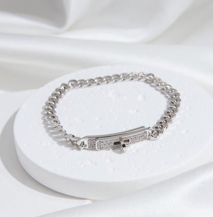 [AM]KELLY CHAIN SILVER DIAMOND BRACELET