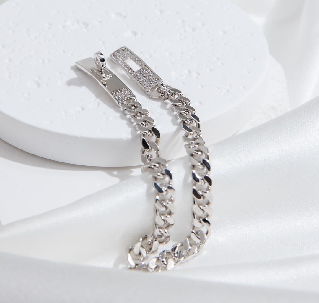 [AM]KELLY CHAIN SILVER DIAMOND BRACELET