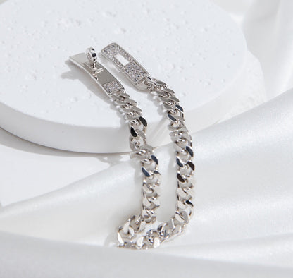 [AM]KELLY CHAIN SILVER DIAMOND BRACELET