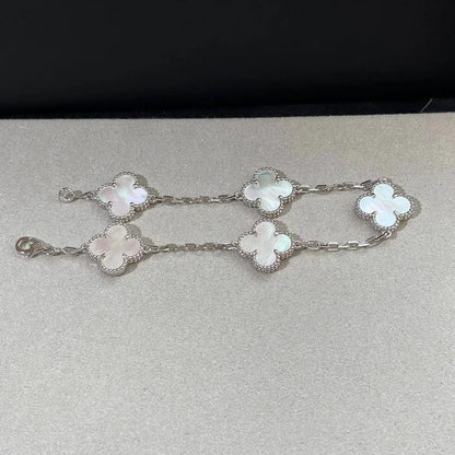 [AM]LUCKY CLOVER 5-MOTIF BRACELET - WHITE MOTHER-OF-PEARL COLLECTION