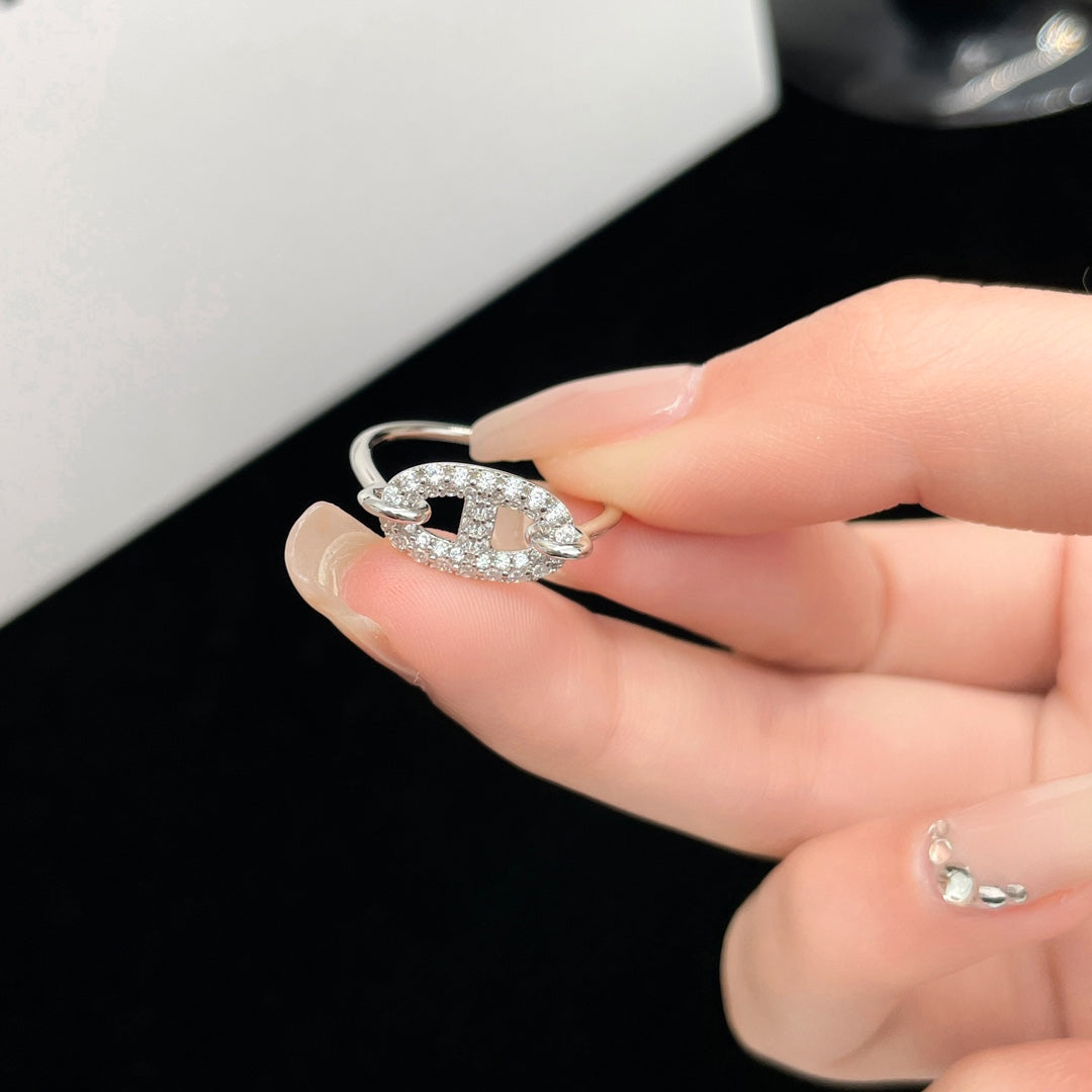 [AM]RONDE SMALL SILVER DIAMOND RING