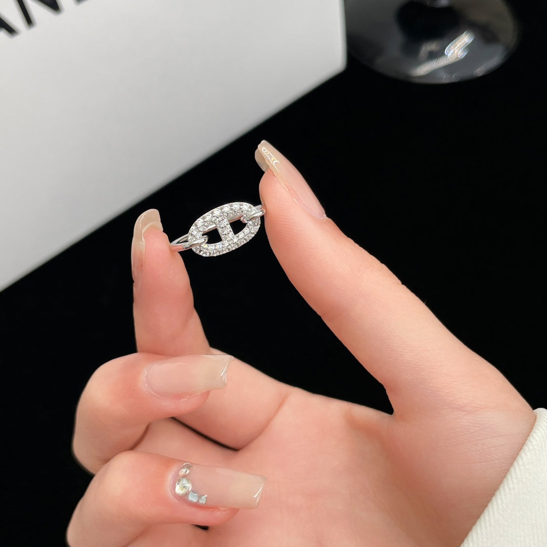 [AM]RONDE SMALL SILVER DIAMOND RING