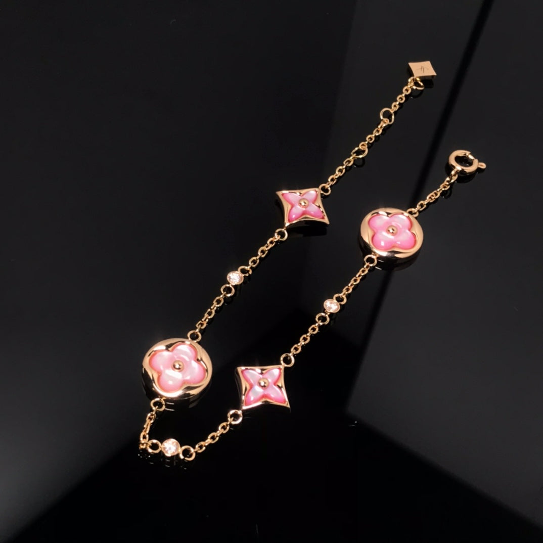[AM]STAR AND SUN 4 MOTIF PINK MOP ROSE GOLD BRACELET