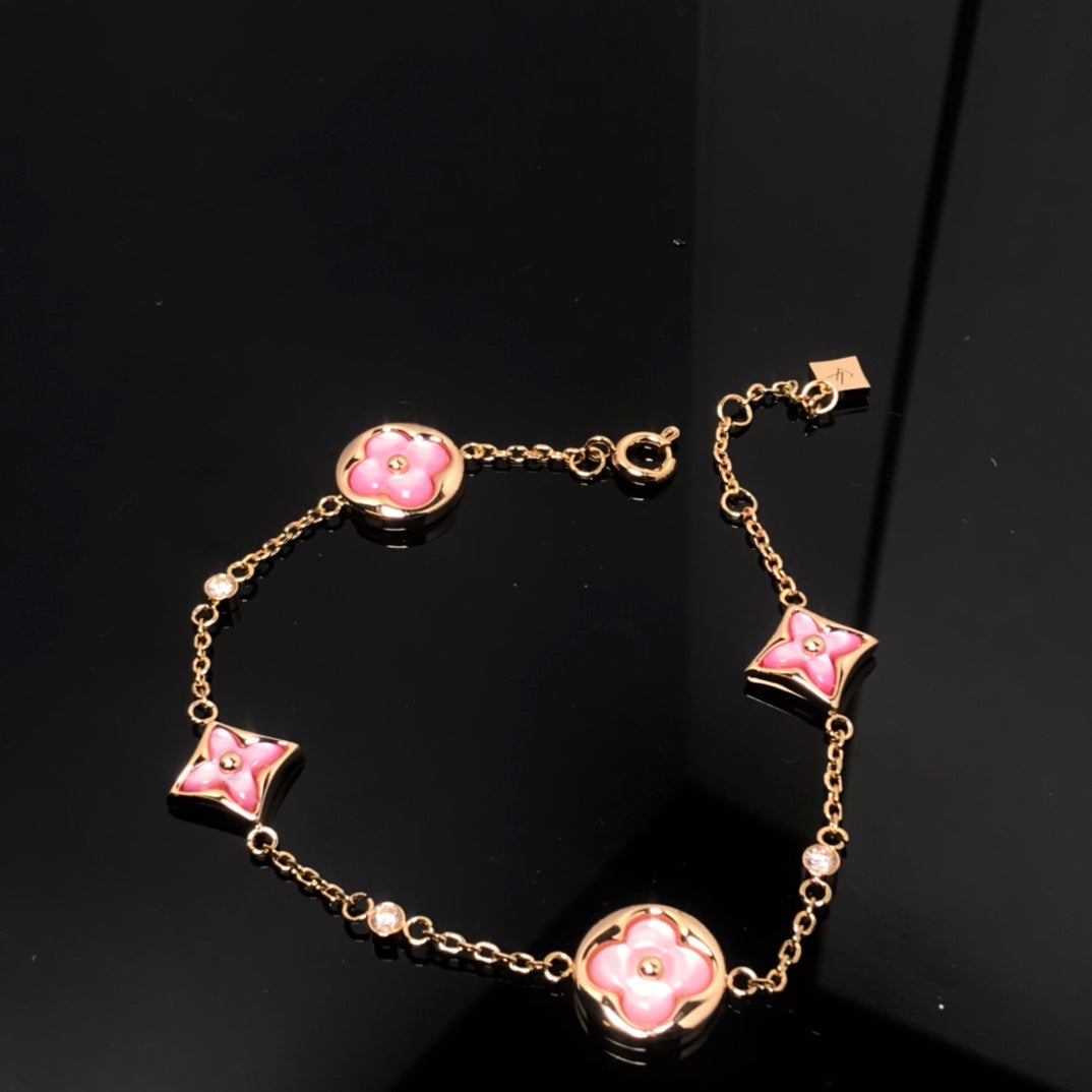 [AM]STAR AND SUN 4 MOTIF PINK MOP ROSE GOLD BRACELET