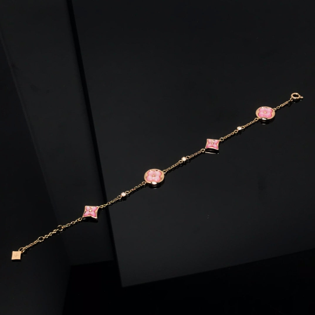 [AM]STAR AND SUN 4 MOTIF PINK MOP ROSE GOLD BRACELET