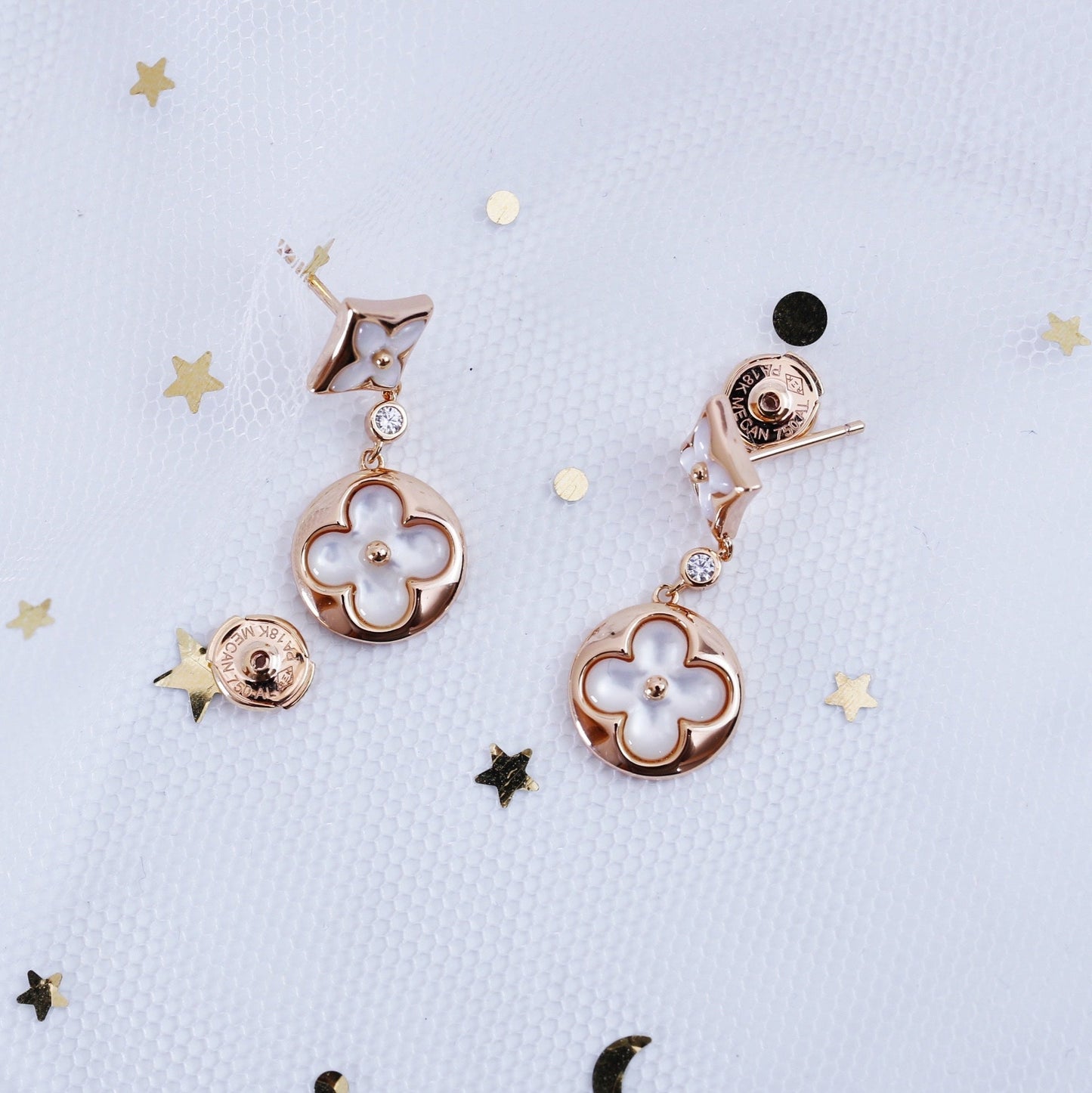 [AM]STAR AND SUN ROSE GOLD MOP DROP EARRINGS