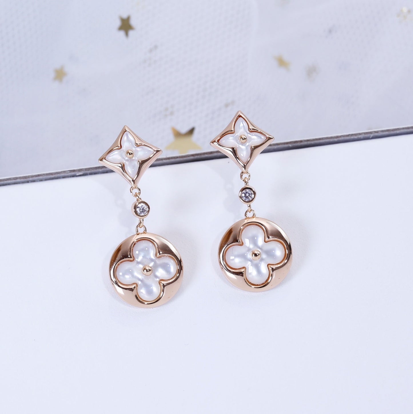 [AM]STAR AND SUN ROSE GOLD MOP DROP EARRINGS