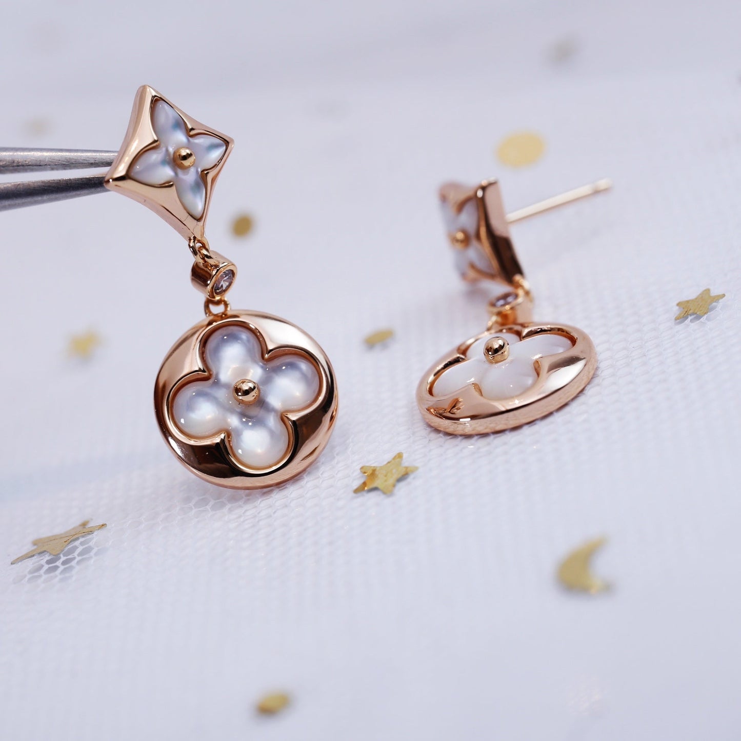 [AM]STAR AND SUN ROSE GOLD MOP DROP EARRINGS