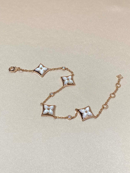 [AM]STAR 4 MOTIF MOP DIAMOND ROSE GOLD BRACELET