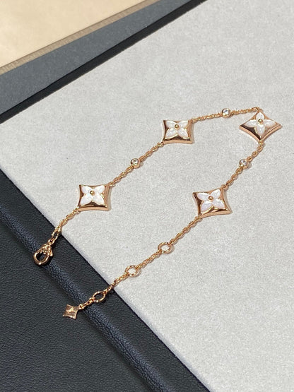 [AM]STAR 4 MOTIF MOP DIAMOND ROSE GOLD BRACELET