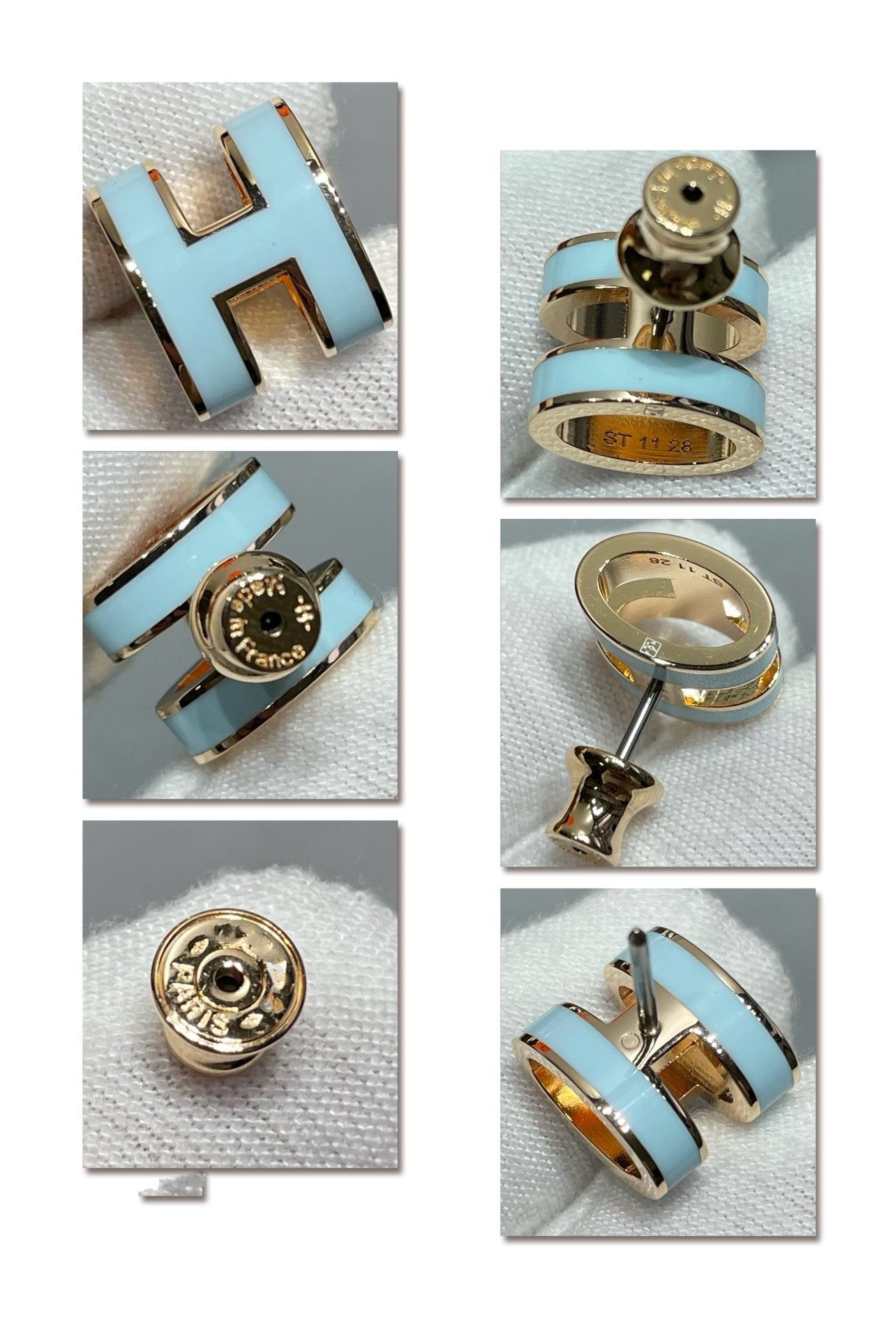 [AM]POP H SKY BLUE STUD EARRINGS