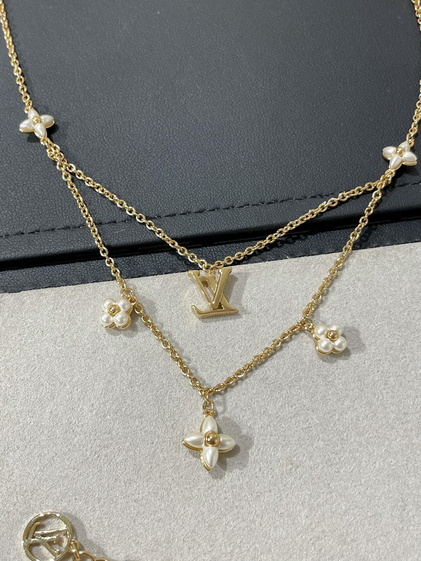 [AM]FLOWERGRAM GOLD MOP DOUBLE ROW NECKLACE