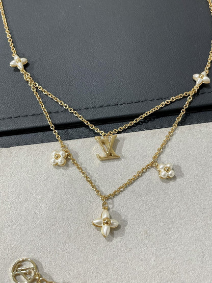 [AM]FLOWERGRAM GOLD MOP DOUBLE ROW NECKLACE