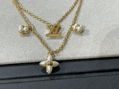 [AM]FLOWERGRAM GOLD MOP DOUBLE ROW NECKLACE