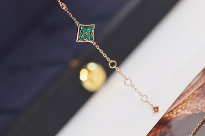 [AM]STAR AND SUN 4 MOTIF ROSE GOLD MALACHITE BRACELET