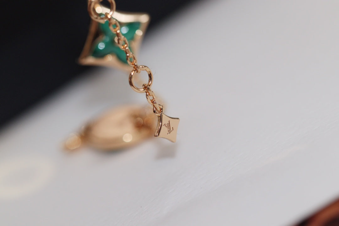 [AM]STAR AND SUN 4 MOTIF ROSE GOLD MALACHITE BRACELET