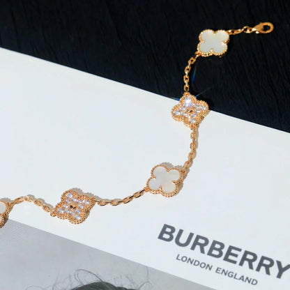 [AM]LUCKY CLOVER 5-MOTIF BRACELET - WHITE MOTHER-OF-PEARL COLLECTION