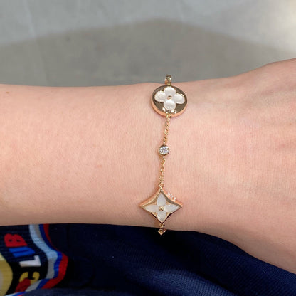 [AM]STAR AND SUN 4 MOTIF WHITE MOP ROSE GOLD BRACELET