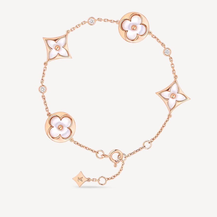 [AM]STAR AND SUN 4 MOTIF WHITE MOP ROSE GOLD BRACELET