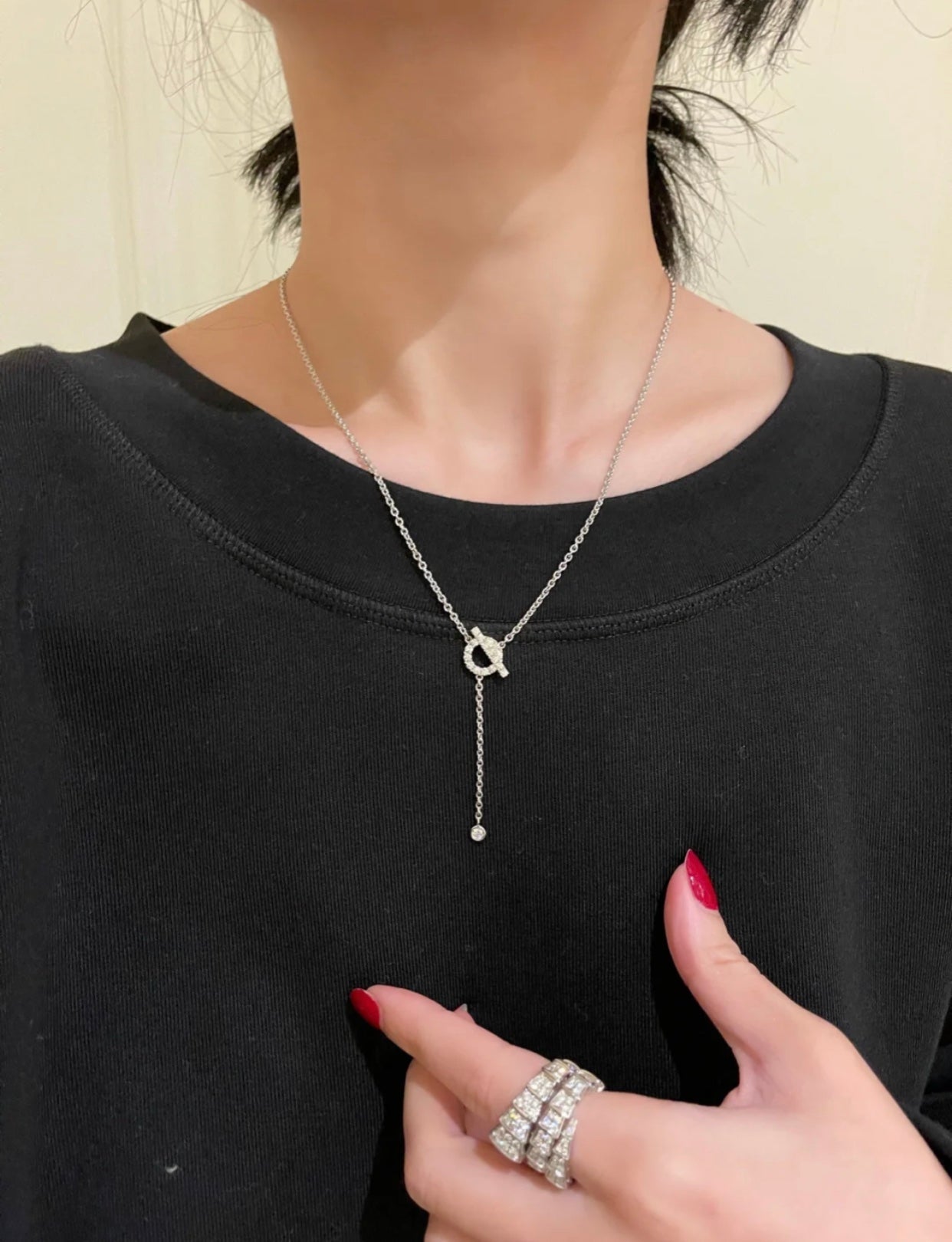 [AM]FINESSE SILVER DIAMOND NECKLACE