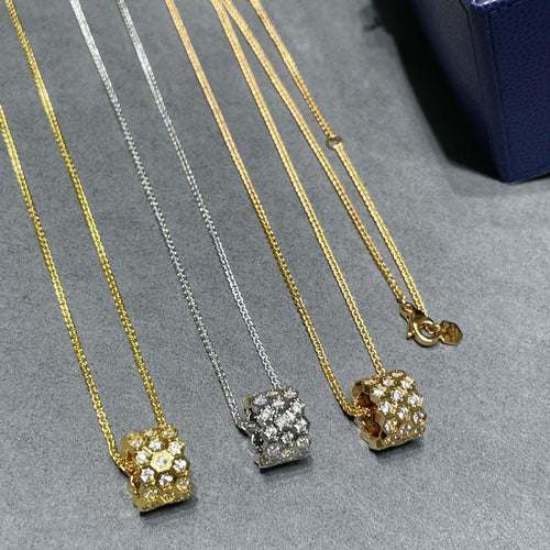 [AM]BEE LOVE DIAMOND PAVED 3 ROW NECKLACE