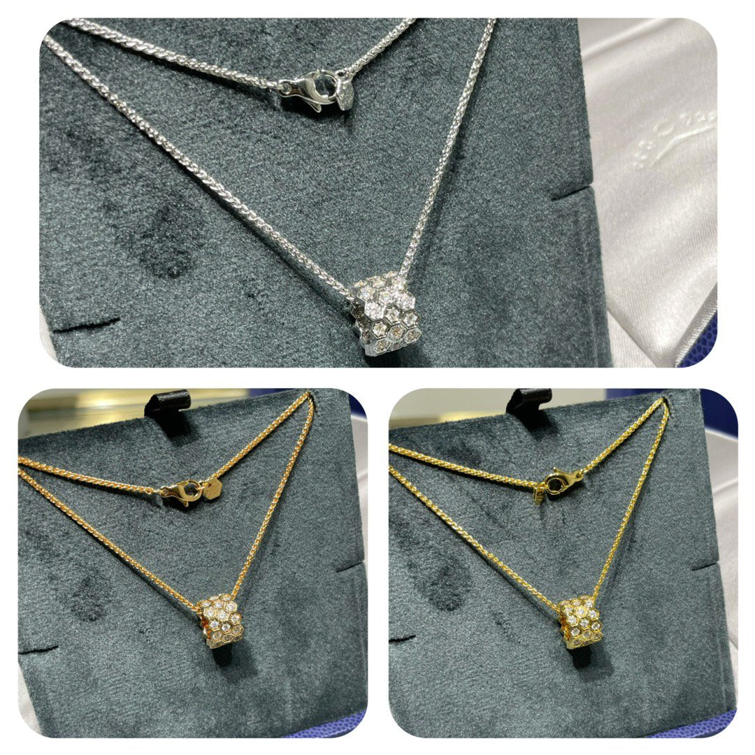[AM]BEE LOVE DIAMOND PAVED 3 ROW NECKLACE