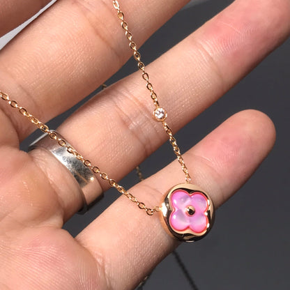 [AM]COLOR BLOSSOM PINK MOP SUN GOLD NECKLACE