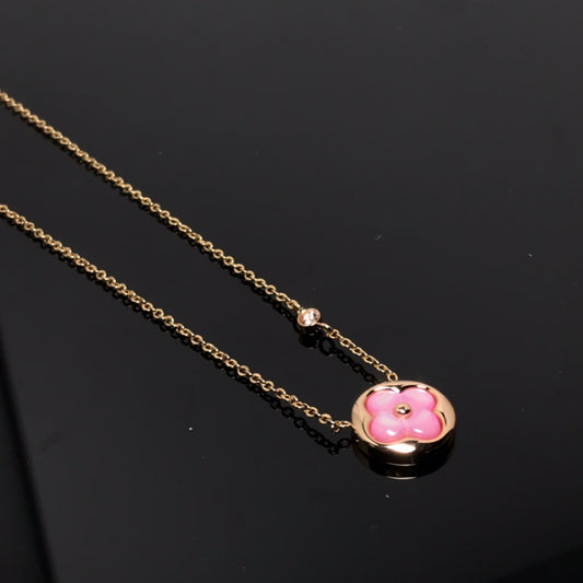 [AM]COLOR BLOSSOM PINK MOP SUN GOLD NECKLACE