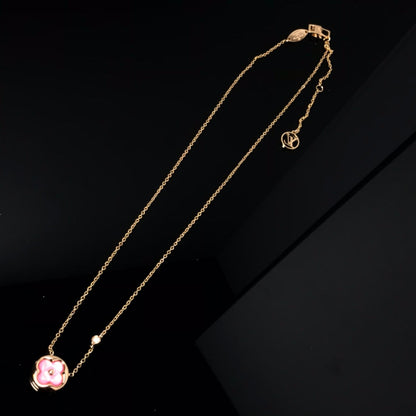 [AM]COLOR BLOSSOM PINK MOP SUN GOLD NECKLACE